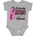 thumbnail image 3 of Inktastic Breast Cancer Awareness Nobody Fights Alone Pink Ribbon Boys or Girls Baby Bodysuit, 3 of 5