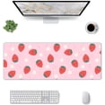 thumbnail image 2 of Pink Strawberry Large Extended Gaming Mousepad XL Mice Keyboard Long Desk Mat NonSlip Rubber Base Perfect for Office Laptop Computer Elevate Your Workspace (31.5"x12"), 2 of 6