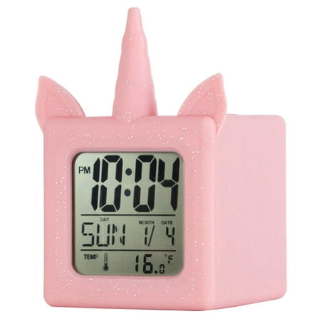 Your Zone LED Color Changing Glitter Pink Unicorn Alarm Clock