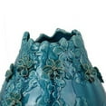 thumbnail image 3 of Remi Flower Vase, Decorative Aqua Blue Ceramic w Floral Motifs 11 Inch, 3 of 5