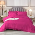 thumbnail image 5 of DNG Creations 5 Piece Vintage Ruffle Pattern Comforter Set Premium Ultra Soft 550 GSM All Season ( Oversized Super King Size ) 100% Egyptian Cotton Solid Hot Pink Colour, 5 of 8