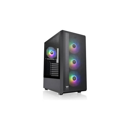 Thermaltake S200 Plus TG ARGB Black ATX Tempered Glass Mid Tower Gaming Computer Chassis with 120mm ARGB Lite Front Fan Pre-Installed CA-1X2-00M1WN-01
