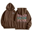 thumbnail image 4 of Womens Hoodie Faith Over Fear Printed Christian Jesus Hoodie Faith Sweatshirt Pullover Hooded, 4 of 8