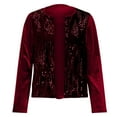 thumbnail image 4 of Women Red Sequin Jackets for Women Long Sleeve Casual Sparkle Cardigan Sparkly Outfits for Women, 4 of 6