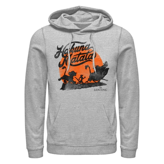 Men's Disney The Lion King Hakuna Matata Orange Sunset Vintage Hoodie Color: Athletic Heather Size: L