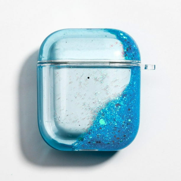Airpods Case Liquid Glitter Front Led Visible Gmyle Clear Protective Earbuds Hard Case Cover Skin With Keychain Kit Set Compatible For Apple Airpods 1 2 Blue Walmart Com