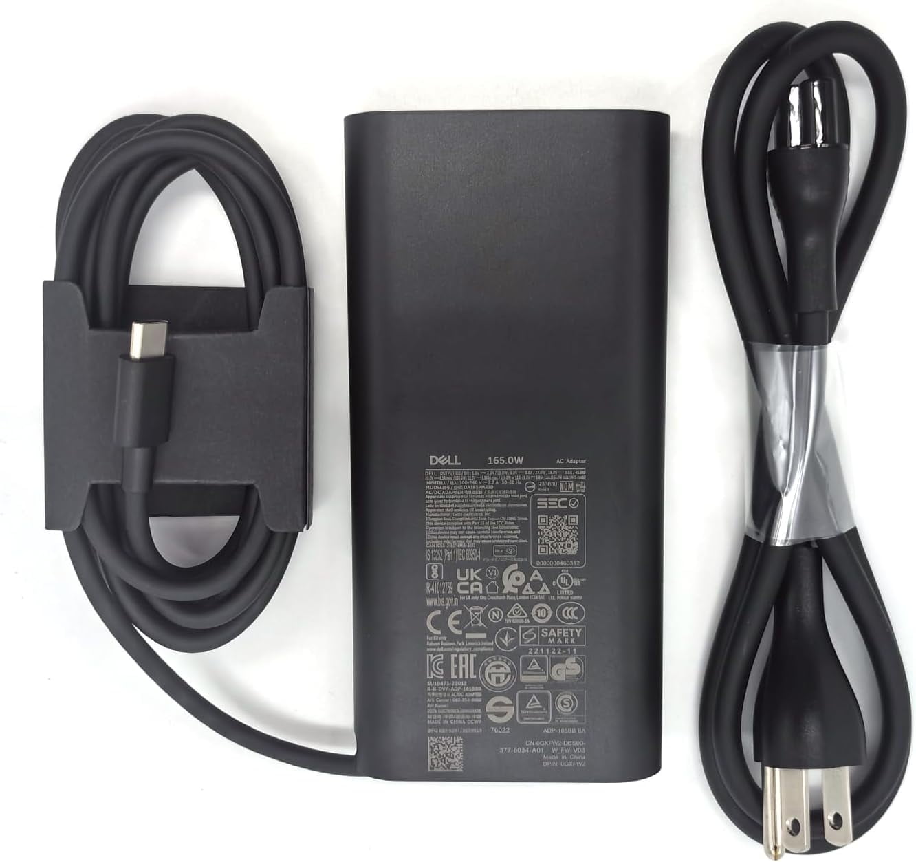 Dell 165W Laptop Charger USB C Type C GAN AC Power Adapter 5.89A 28V, Black, DA165PM210