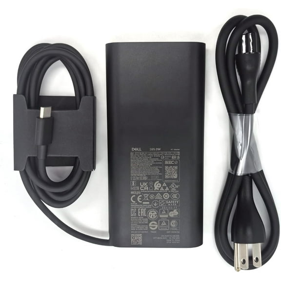Dell Laptop Charger GAN 165W Watt USB Type C AC Power Adapter, Precision 5680 5690 AC Charger, XPS 17 9720 9730 AC Adapter, Balck, DA165PM210