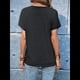 thumbnail image 5 of Tops Henley de Corta para Mujer, Cuello en V, Elegantes, Informales, Holgados, Negros, Talla L, 5 of 6
