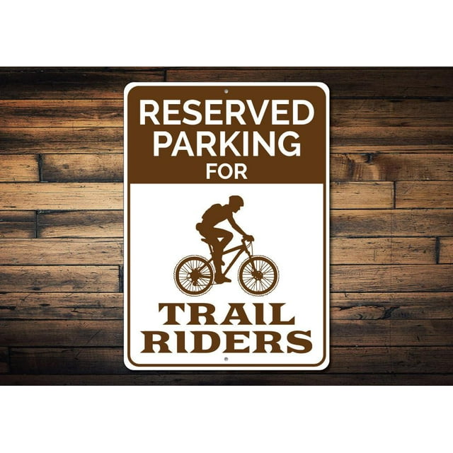 Trail Rider Parking Novelty Sign, Metal Wall Decor - 10x14 inches