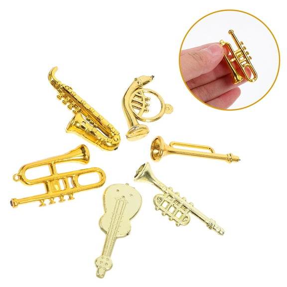 FRCOLOR 48 Pcs Miniature Musical Instrument Ornaments Plastic Violin Trumpet Saxophone French Horn Model Decoration Instrument Xmas Tree Hanging Ornament For Xmas Music Party Home Decor