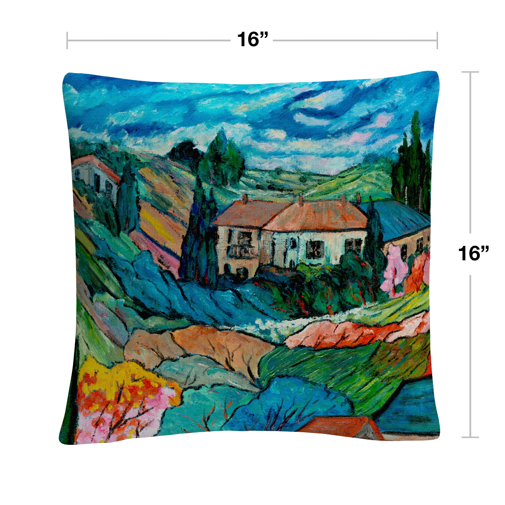 Valley House' Tuscan Bold Abstract By Masters Fine Art 16 X 16 Decorative Throw Pillow