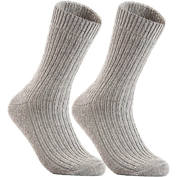 Lovely Annie Women's 2 Pairs Wool Knitted Socks One Size 6-9 (Light Gray)