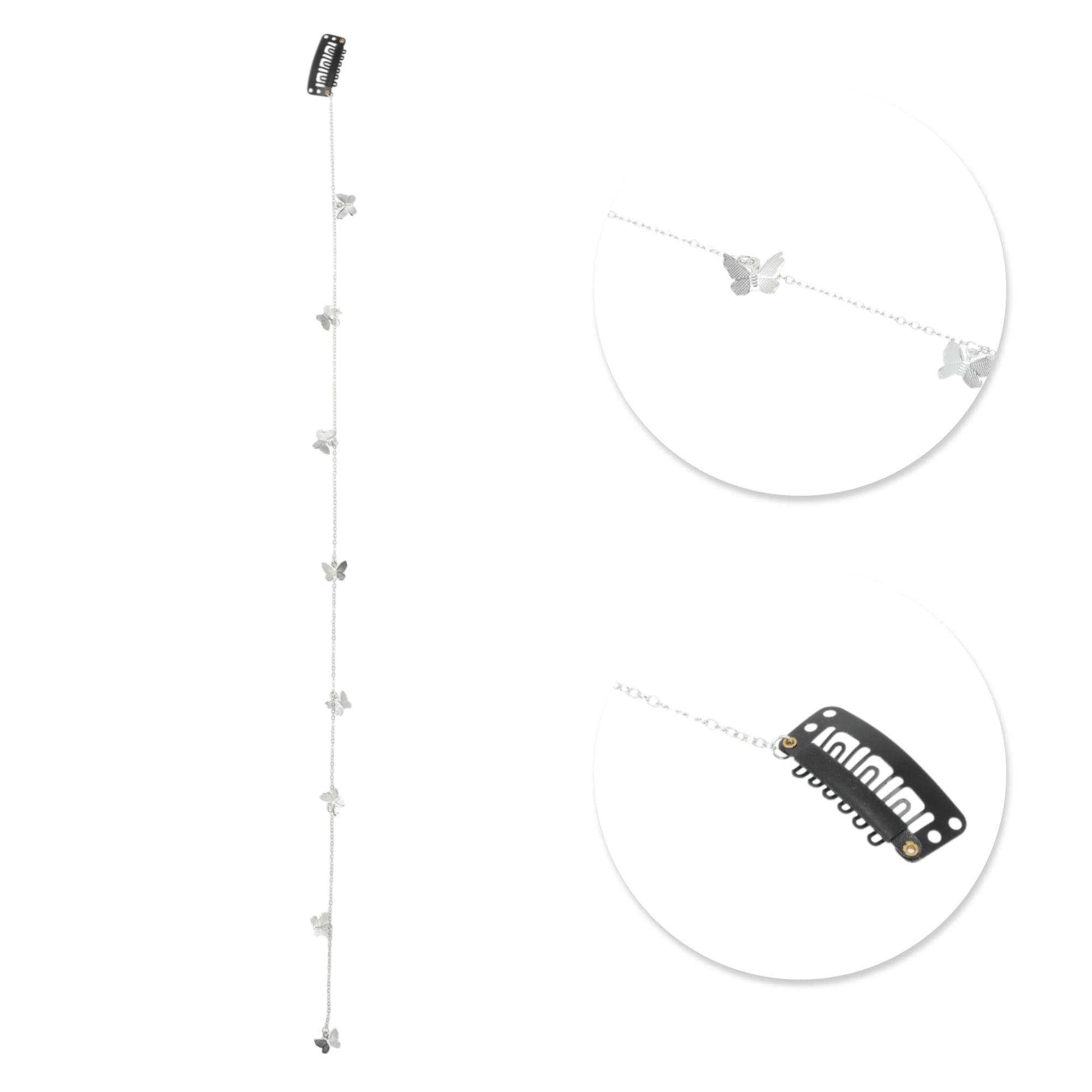 Unique Bargains Elegant Butterfly Braided Hair Chain Stylish Accessory Silver Tone 2Pcs