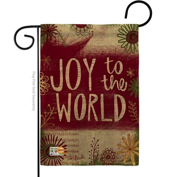 Breeze Decor BD-WT-G-114183-IP-DB-D-US18-SB 13 x 18.5 in. Joy to the World Burlap Winter Wonderland Impressions Decorative Vertical Double Sided Garden Flag