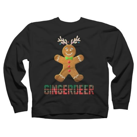 

Gingerbread Reindeer Matching Family Group Christmas Pajama Black Graphic Crew Neck Sweatshirt - Design By Humans L