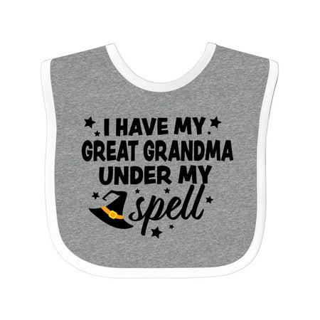

Inktastic I Have My Great Grandma Under My Spell with Cute Witch Hat Gift Baby Boy or Baby Girl Bib