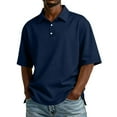thumbnail image 2 of Mens Men's Short Sleeve Polo Shirts, Cotton Blend, 3 Button Closure, Regular Fit Navy L, 2 of 9