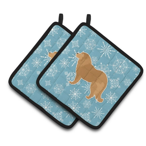 Carolines Treasures BB3525PTHD Winter Snowflake Caucasian Shepherd Dog Pair of Pot Holders , 7.5HX7.5W, multicolor