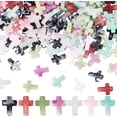 thumbnail image 1 of 280 piezas de cuentas de cruz en 7 estilos diferentes, pequeñas, acrílicas, rosa y blanco, para rosario de Pascua, domingo, espaciadoras sueltas de plástico., 1 of 4