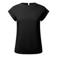 thumbnail image 3 of Loose Casual Round Neck Solid Color Short Sleeved T Shirt For Women Short Sleeve Shirt Women Log Sleeve T Shirts for Women Ladies Long Sleeve T Shirt Long Sleeve Women Running Shirt Women's Long, 3 of 4
