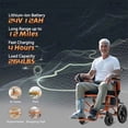 thumbnail image 2 of Silla de ruedas eléctrica ligera para adultos, silla de ruedas motorizada portátil, motor de 500 W, homologada por aerolíneas, color negro., 2 of 5