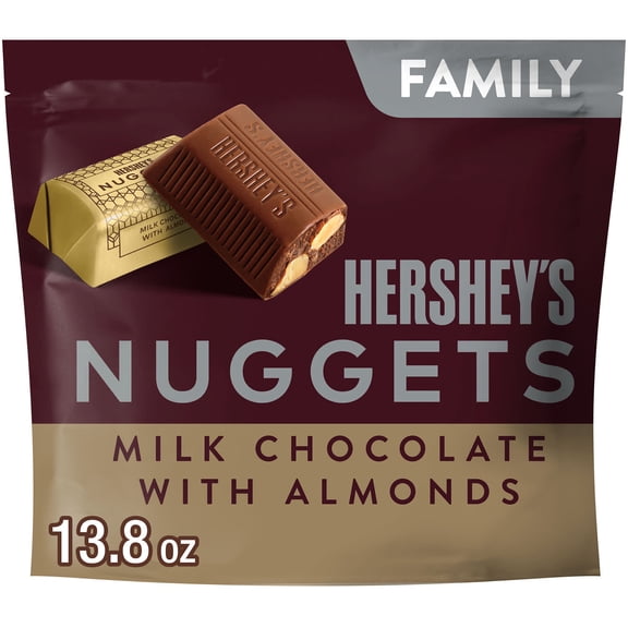 HERSHEY'S NUGGETS Milk Chocolate with Almonds Candy Family Pack, 13.8 oz
