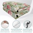 thumbnail image 4 of Queen Quilt Set 90''x96'', White Pink Flower Lightweight Bedspread Coverlet Set with 2 Pillow Shams, Shabby Chic Spring Vintage Leaf Green Breathable All Season Quilt Bedding for Bedroom/Guest Room, 4 of 9