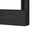 thumbnail image 5 of Luckynote 92" 4-Piece Modern Entertainment Center Wall Unit, 80" TV Stand, Tempered Glass Door, Adjustable Shelves, Bookshelves, All-in-1 Media Console, for Living Room, Black, 5 of 10