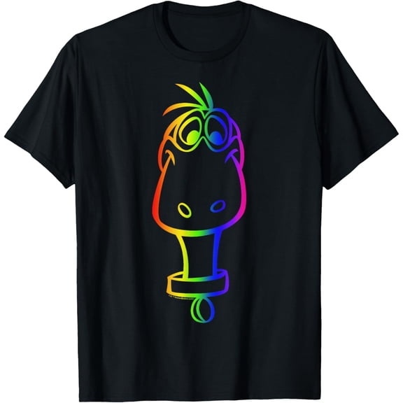 The Flintstones Dino Rainbow Outline T-Shirt Cotton Short Sleeve Crew Neck Soft T-shirt