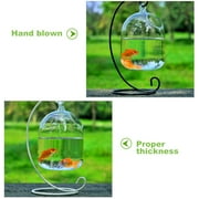 SPRING PARK Hanging Fish Tank Bowl with Stand Creative Small Table Transparent Glass Fish Vase Aquarium for Home Decor