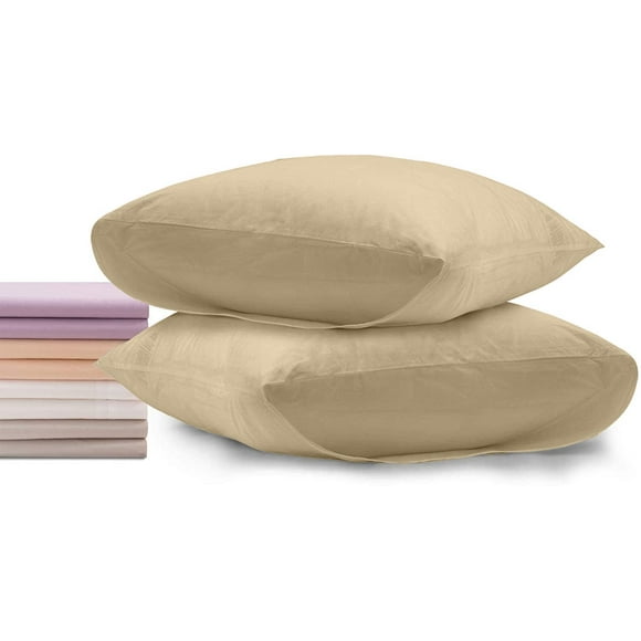 Superity Taies d'Oreiller en Lin Taille Queen - Enveloppe - Lot de 2 - 100 % Coton Premium Doux et Confortable - Crème