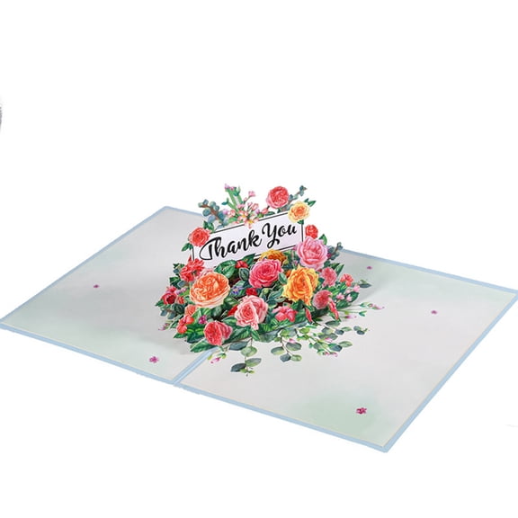 BQBQERT 3D Thank You Card Colorful Flowers Surprise Mysterious Card for Autumn Festival Holiday