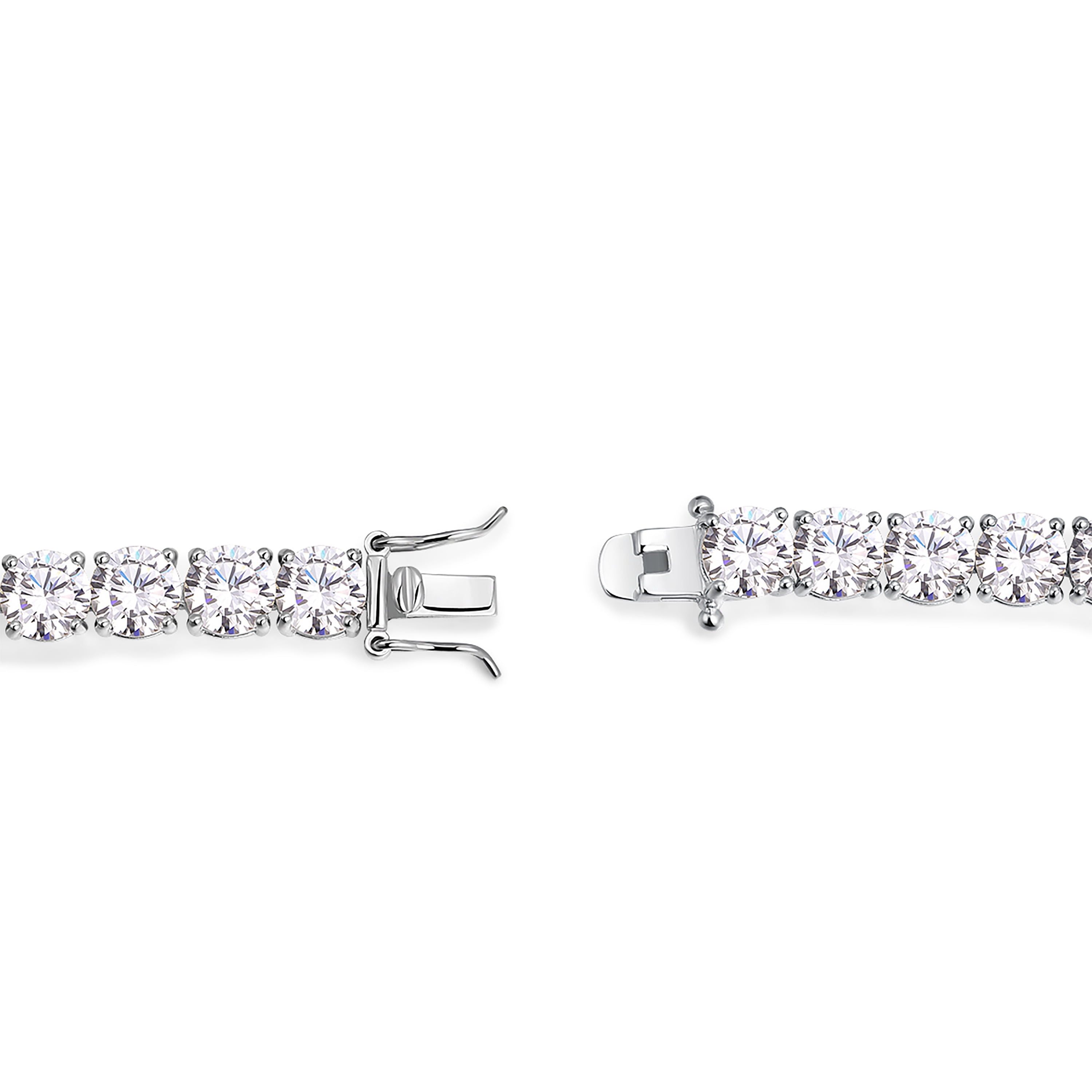 Forever Facets 6mm Cubic Zirconia Tennis Bracelet in Platinum over Sterling Silver, Adult Female