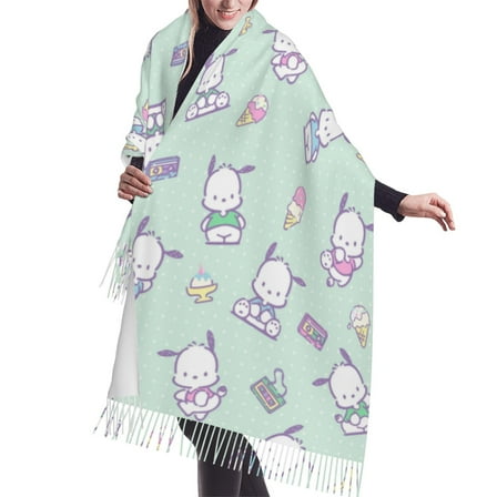 Sanrio Pochacco Shawl Wrap For Womens Winter Warm Long Soft Scarf Pashmina Shawl Scarves