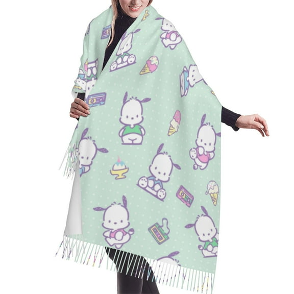 Sanrio Pochacco Shawl Wrap For Womens Winter Warm Long Soft Scarf Pashmina Shawl Scarves
