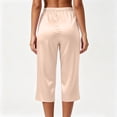 thumbnail image 5 of Hxshgdsn Womens Satin Cropped Wide Leg Pants Elastic Waist Casual Capri Trousers for Summer Home Relax Daily Casual Outings（Khaki/L）, 5 of 6
