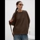 thumbnail image 5 of Camisetas de Larga Extragrandes para Mujer, Camisetas Básicas de Cuello Redondo, Tops de Otoño, Ropa Informal de Entrenamiento Y2K. Marrón L, 5 of 8