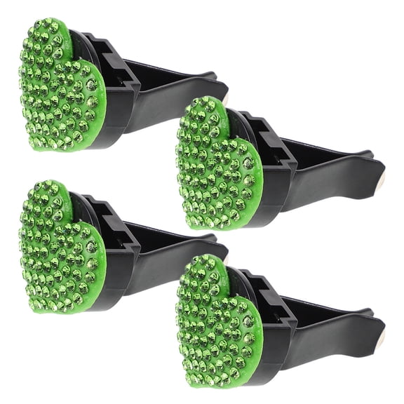 TITINICE 4Pcs Heart Shaped Green Car Scent Diffuser Clips with Rhinestones Aromatherapy and Decor