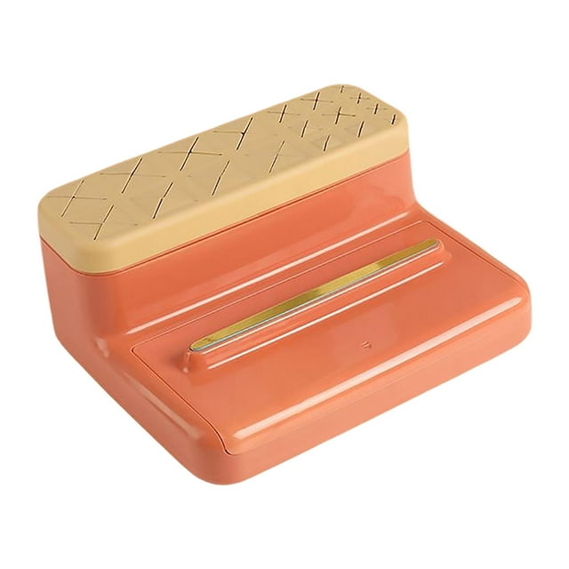 Organizador de maquillaje, doble capa apilable de gran capacidad, bolsa de cosméticos portátil desmontable, estuche para , anillos, joyas, Naranja