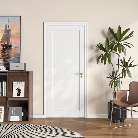 24" X 80" 1-Panel Pantry Door Slab Prefinished solid Paneled wood For French Doors / Barn Doors Without Hardware