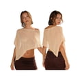 thumbnail image 2 of LMLYSoH Womens Knit Poncho Tops Solid Color Mesh Sheer Asymmetric Shawl Off Shoulder Lightweight Cape for Spring Summer, 2 of 9