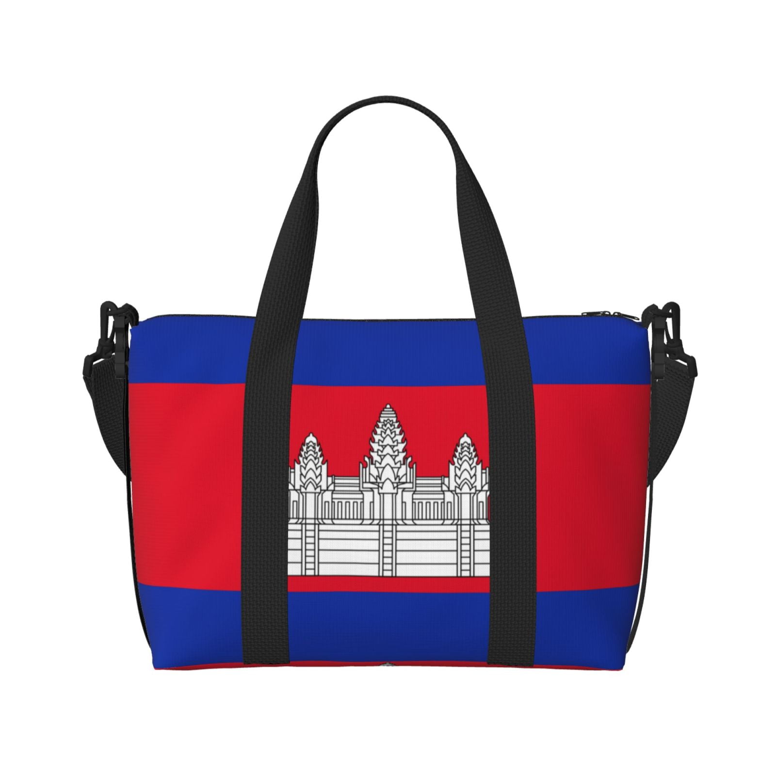 Travel Duffel Bag Cambodian Flag Sports Tote Gym Bag Shoulder Weekender Overnight Bag For Women Men