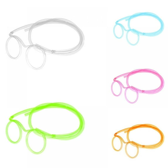 5 PACK Drinking Straw Eyeglasses Plastic Silly Straw, Eyeglasses DIY Drinking Straw Glasses in - Fun Loop Straws Eyeglasses for Annual Meeting