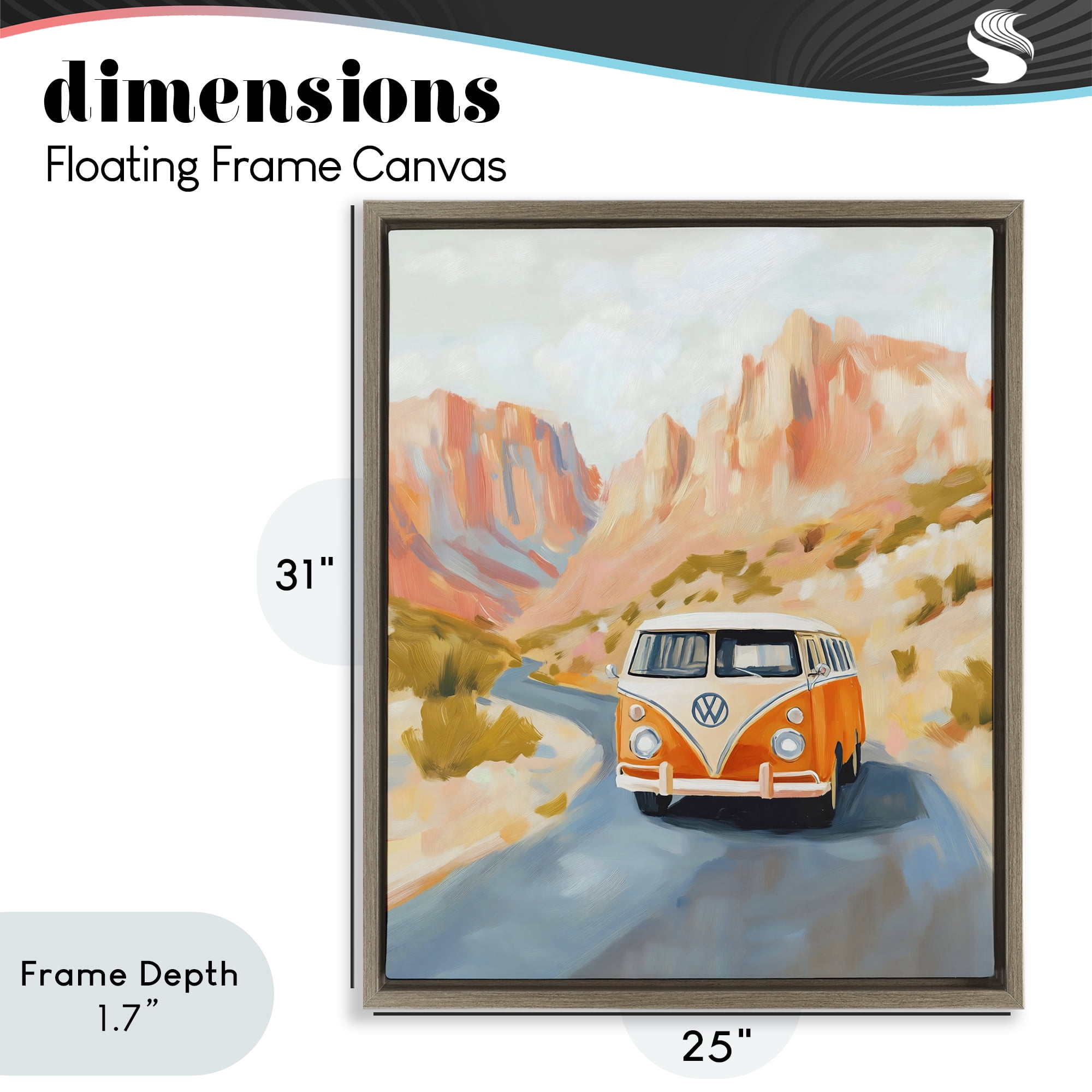 Stupell Industries Van Life Desert Canyon Brown Framed Floater Canvas Wall Art, design by The Prints Vibe