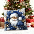 thumbnail image 6 of Kumdkd Christmas Pillow Cover Linen Blue and Gold Print 18x18 Inch, Festive Holiday Decor for Living Room Sofa Couch Decorative Pillowcase, 6 of 6