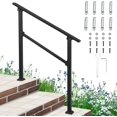 thumbnail image 1 of Main Courante Intérieure/extérieure à 3 Marches 33 Po x 36 Po Réglable en Métal pour Escalier, Rambarde de Porche et Terrasse en Béton, Alliage d'Aluminium avec Surface Antidérapante Enduite de Poudre, 1 of 7
