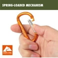 thumbnail image 5 of Ozark Trail 6 cm Orange D-Shaped Aluminum Carabiners, 2-Pack, Spring-Loaded Gate, 5 of 10