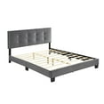 thumbnail image 3 of Tcbosik Queen Size Upholstered Platform Bed, Wood Bed Frame, Height Adjustable Headboard with Tufted Button Design, Dark Gray, 3 of 5