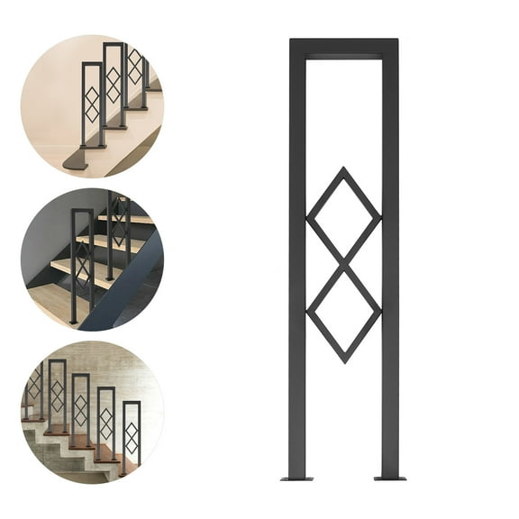 Black Stair Handrail U-Shaped Staircase Handrail Decorative Stair Safety Railing 85cm Height